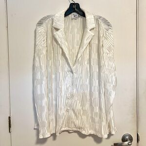 Princess Polly White Pleated Button Blouse